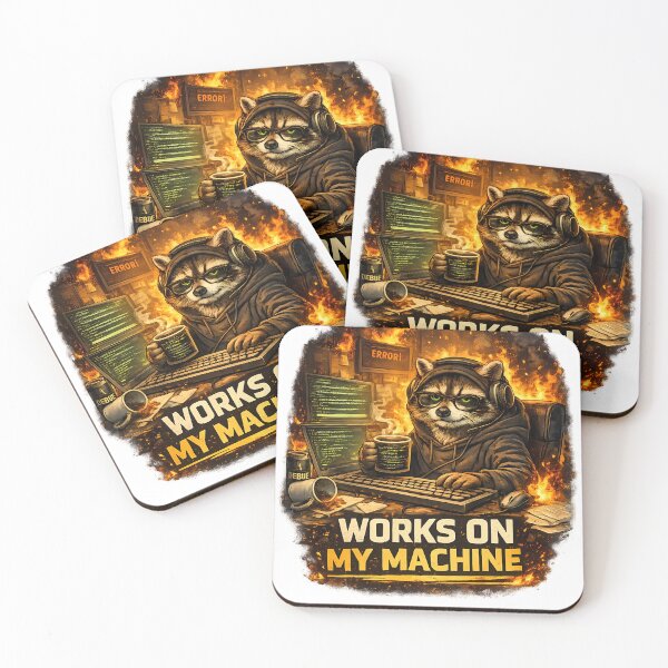 Item preview, Funny Raccoon Programmer - Works On My Machine designed and sold by DryHumorPrints.