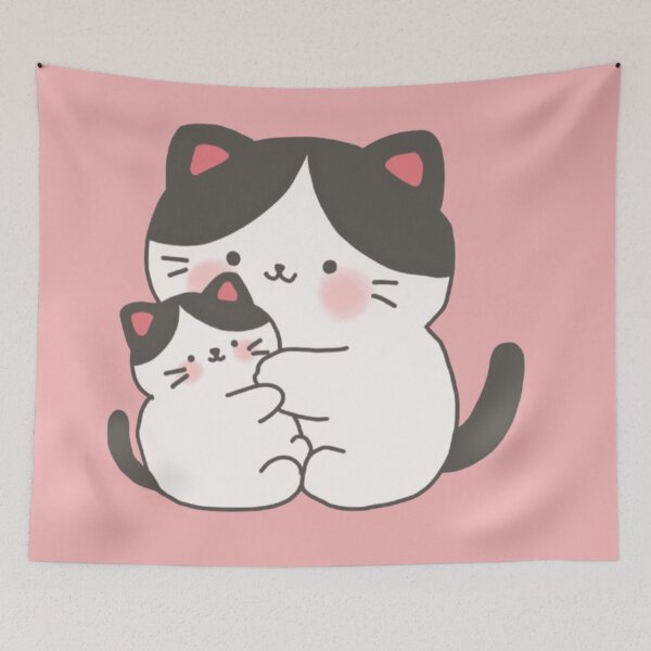 Item preview, Warm Embrace Mother Cat and Kitten Kawaii Art designed and sold by Rawafi Art Studio.