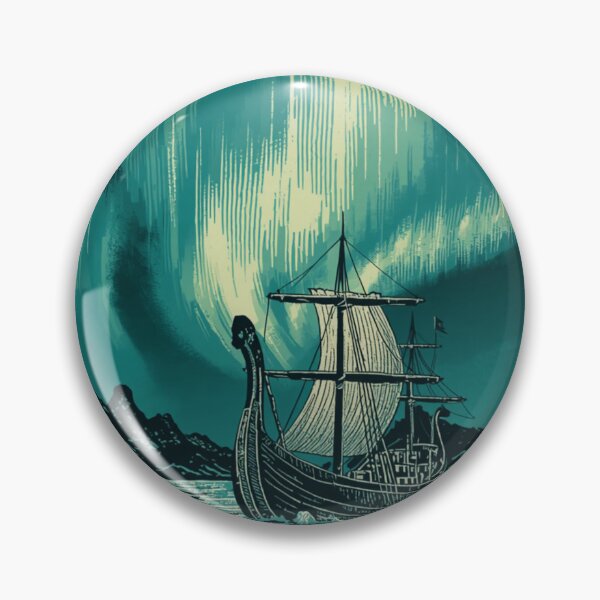 Item preview, Viking Longship Aurora Borealis Nordic Night Art designed and sold by FrostAndFang.