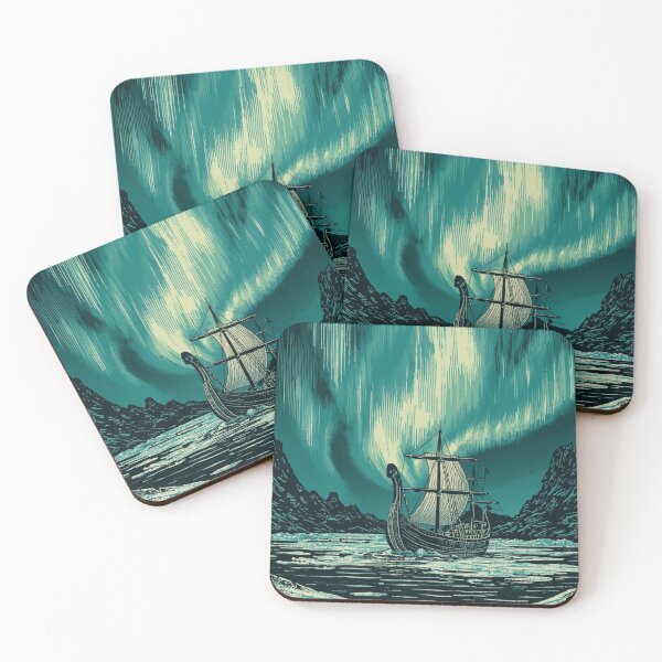Item preview, Viking Longship Aurora Borealis Nordic Night Art designed and sold by FrostAndFang.