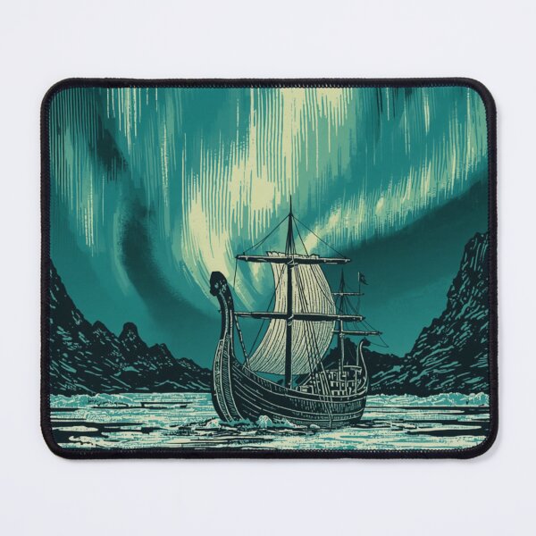 Item preview, Viking Longship Aurora Borealis Nordic Night Art designed and sold by FrostAndFang.