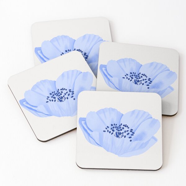 Item preview, Serenity Blue Vibrant Hand-Painted Anemone Botanical Flower Study designed and sold by altastudio.