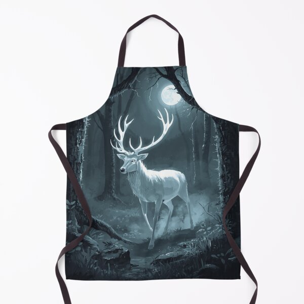Item preview, White Stag Glowing Dark Forest Moonlight Fantasy Art designed and sold by FrostAndFang.