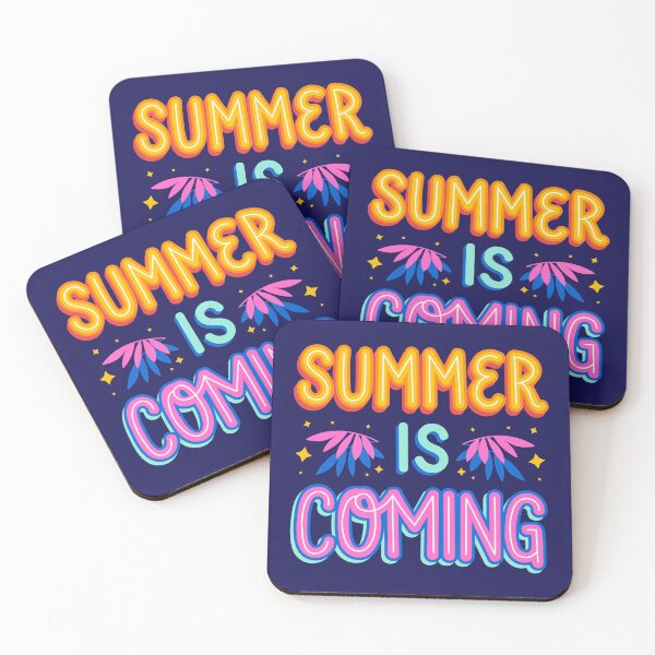 Item preview, Summer Is Coming Cute Retro Typography Tropical Palm Leaves designed and sold by SolutionsArt.