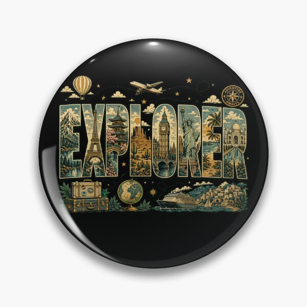 Item preview, Explorer Vintage Travel Landmarks Adventure Art designed and sold by PlanetEye Designs.