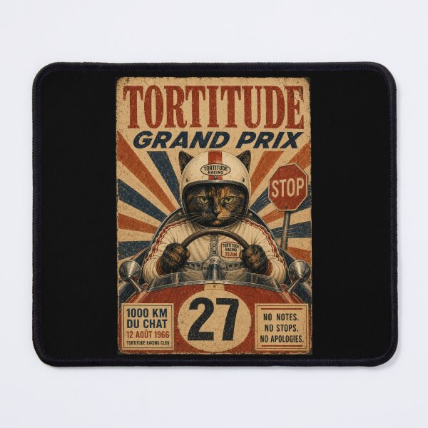 Item preview, No Notes No Stops — Funny Tortoiseshell Cat Vintage Racing Poster designed and sold by Martin's_Design.