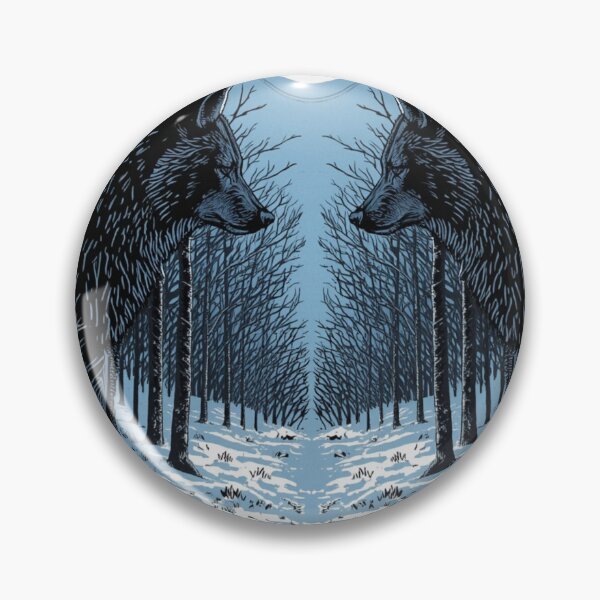 Item preview, Two Wolves Full Moon Winter Forest Symmetrical Art designed and sold by FrostAndFang.