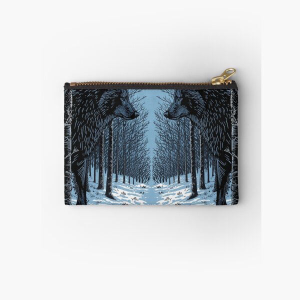 Item preview, Two Wolves Full Moon Winter Forest Symmetrical Art designed and sold by FrostAndFang.