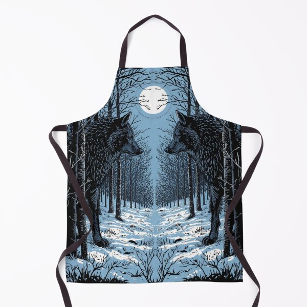 Item preview, Two Wolves Full Moon Winter Forest Symmetrical Art designed and sold by FrostAndFang.