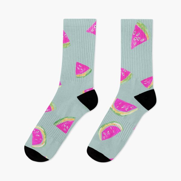 Item preview, Watercolor Watermelon Slices in Pink &Green on mint blue designed and sold by aneladesigns.