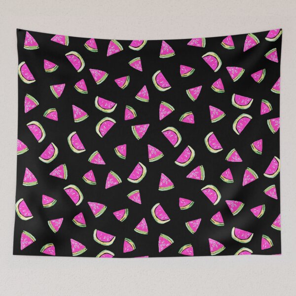 Item preview, Watercolor Watermelon Slices in Pink &Green on black designed and sold by aneladesigns.