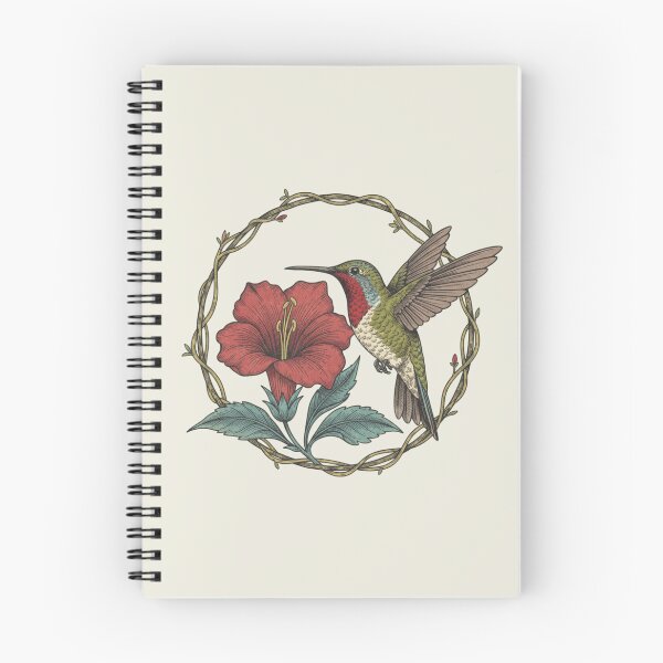 Item preview, Botanical Hummingbird Red Flower Nature Design designed and sold by BirdsnStuff.