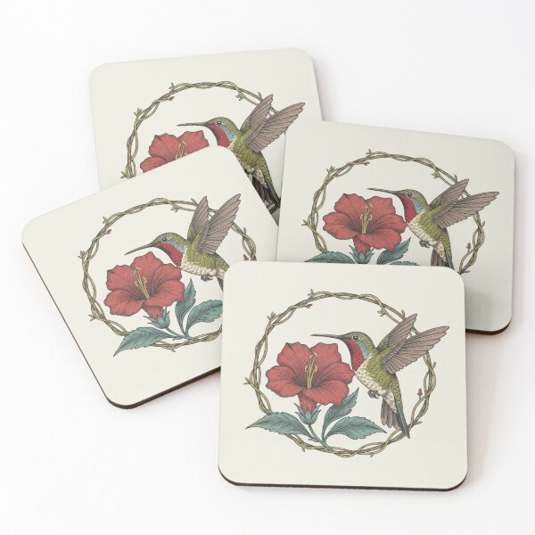 Item preview, Botanical Hummingbird Red Flower Nature Design designed and sold by BirdsnStuff.