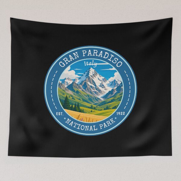Item preview, Gran Paradiso National Park in Italy, Vintage Travel Art Circle Emblem designed and sold by MaateoDesign.