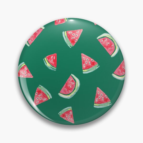 Item preview, Watercolor Watermelon Slices in Pink &Green on green designed and sold by aneladesigns.