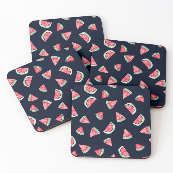 Item preview, Watercolor Watermelon Slices in Red &Green on black designed and sold by aneladesigns.