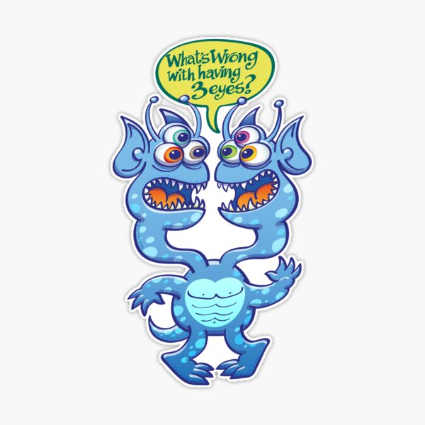 Worried two-headed alien wondering about having three eyes