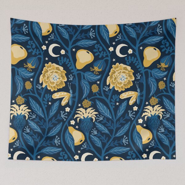 Item preview, Midnight Fruit Garden - Blue, Yellow and Ochre designed and sold by kobyakov.
