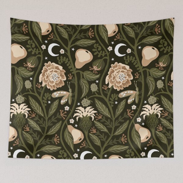Item preview, Midnight Fruit Garden - Beige and Olive Green designed and sold by kobyakov.