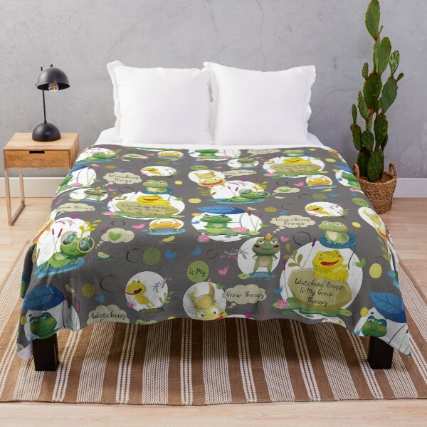Item preview, Watching Frogs Is My Group Therapy, Funny Frog Pattern designed and sold by Vibria Pattern Studio.