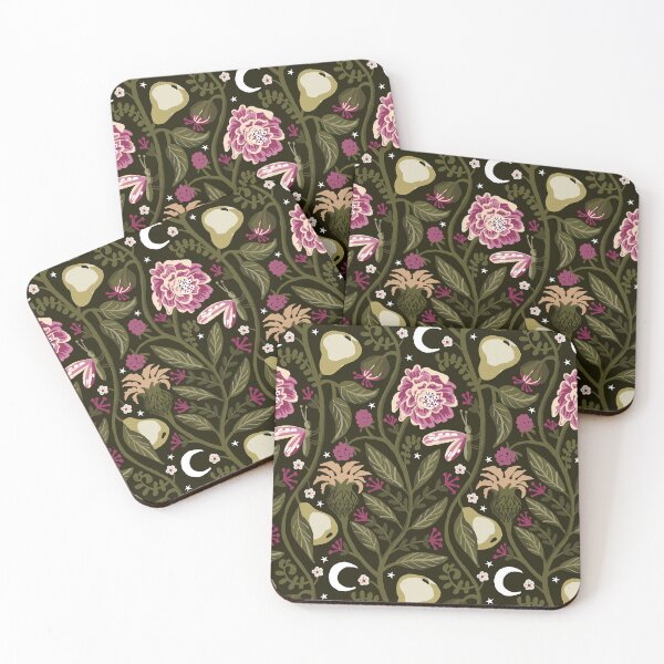 Item preview, Midnight Fruit Garden - Fuchsia and Olive Green designed and sold by kobyakov.