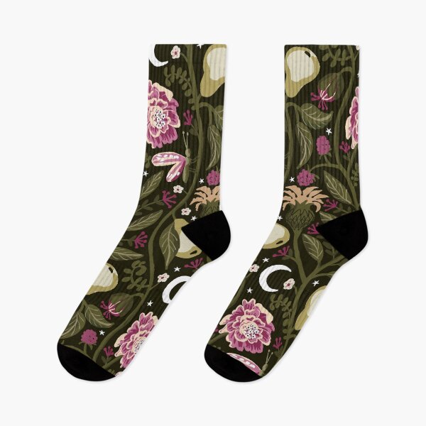 Item preview, Midnight Fruit Garden - Fuchsia and Olive Green designed and sold by kobyakov.