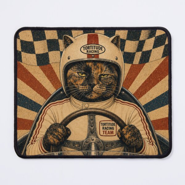 Item preview, Still Faster Still Unbothered — Funny Tortoiseshell Cat Vintage Racing Poster designed and sold by Martin's_Design.