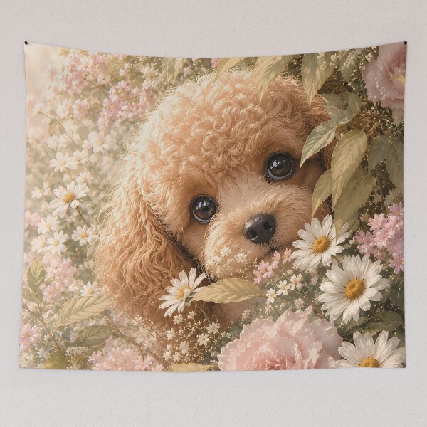 Item preview, Cute Toy Poodle Among Roses designed and sold by ManJiangHong.