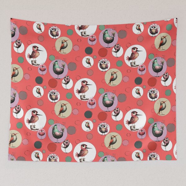 Item preview, Whimsical Garden Birds Botanical Pattern designed and sold by Vibria Pattern Studio.