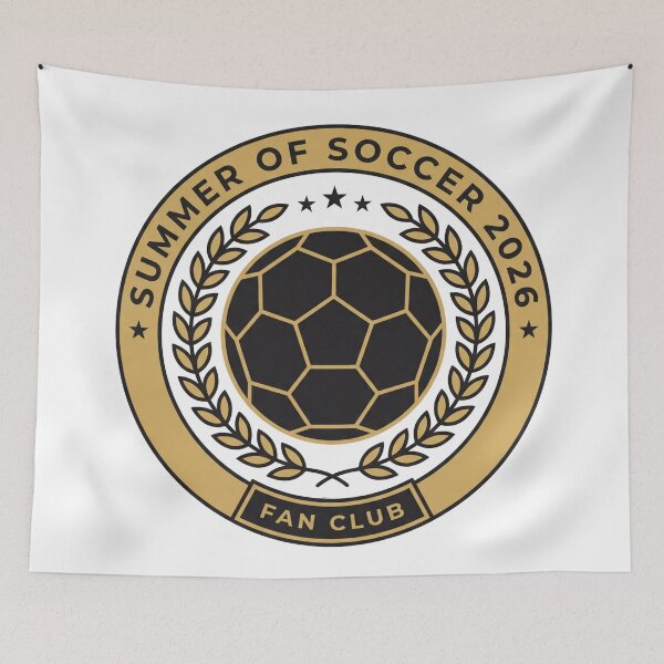 Item preview, Summer of Soccer 2026 Fan Club | Gold Soccer Crest Emblem Fan Shirt Gift designed and sold by FashionFlairLab.