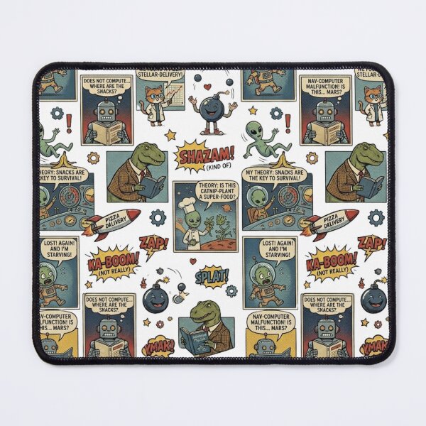 Item preview, Retro Comic Book Dinosaur Alien Robot Pop Art Pattern designed and sold by morganaprintshop.