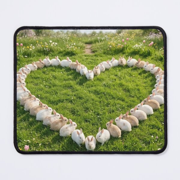 Item preview, Nature's Love Embrace – Cute Bunnies in Flower Meadow Heart designed and sold by lovelistivkaa.