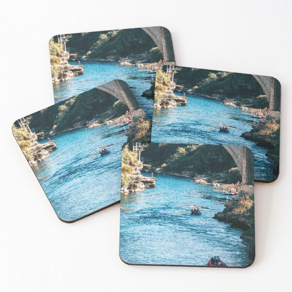 Item preview, Rafting boats on the Neretva River beneath the Old Bridge arch in Mostar, Bosnia designed and sold by AndreiWBU.