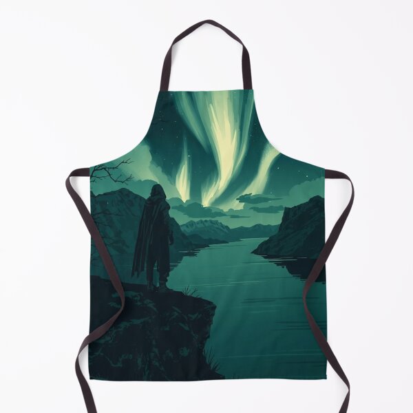 Item preview, Hooded Figure Nordic Fjord Aurora Borealis Night Art designed and sold by FrostAndFang.