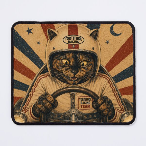 Item preview, Allegedly Faster in the Dark — Funny Tortoiseshell Cat Vintage Racing Poster designed and sold by Martin's_Design.