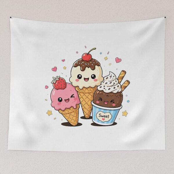 Item preview, Adorably cute kawaii ice creams designed and sold by KM Design.