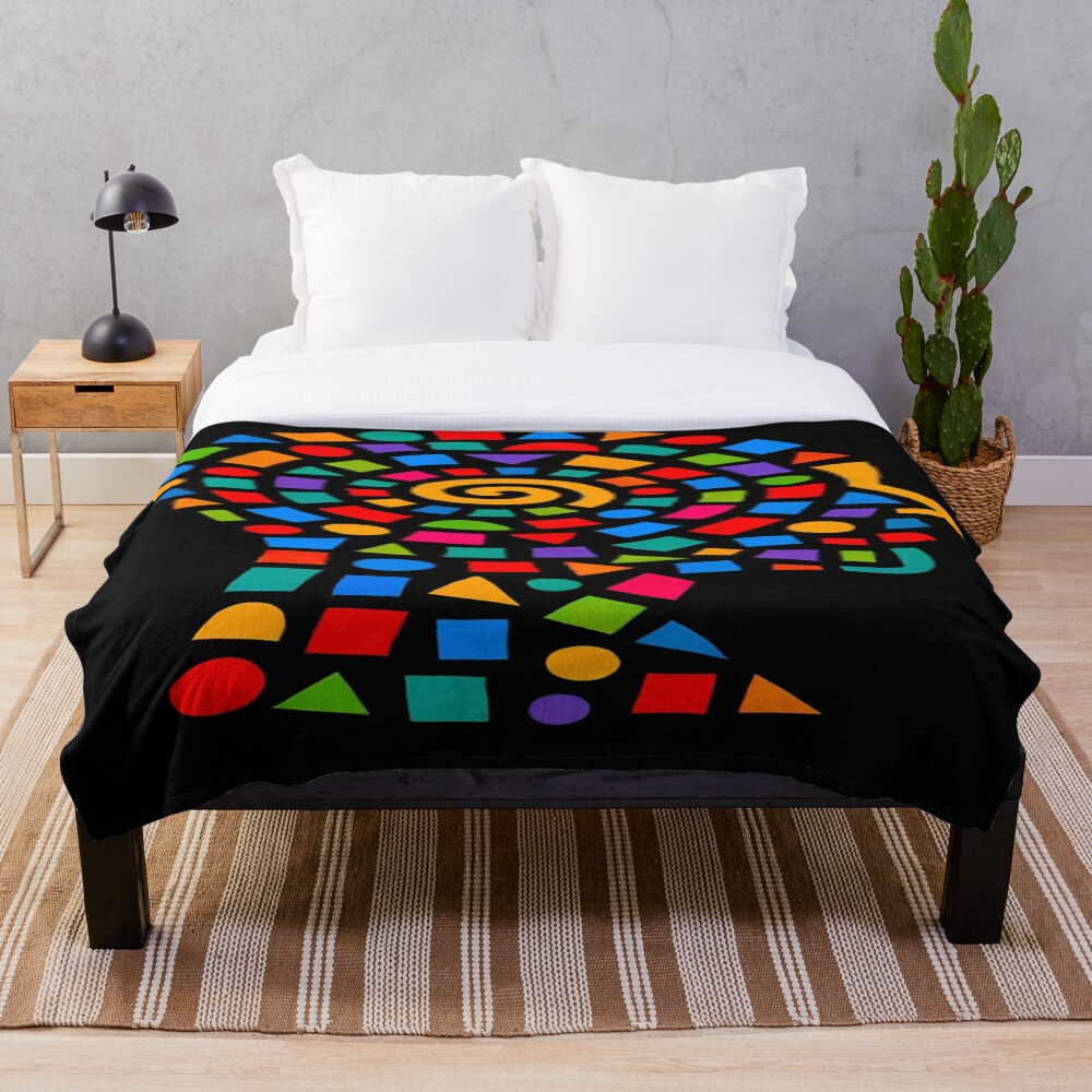 Geometric Mind Spiral Abstract Profile Art on a throw blanket