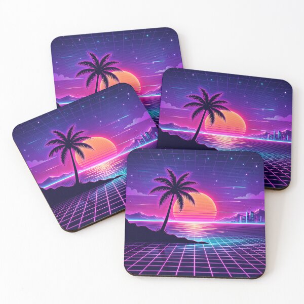 Item preview, Retro 80s Synthwave Sunset Palm Tree Neon Aesthetic Art designed and sold by ryanguas.