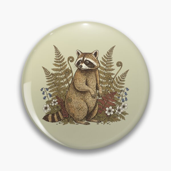 Item preview, Botanical Raccoon Forest Flora Nature Art designed and sold by BirdsnStuff.