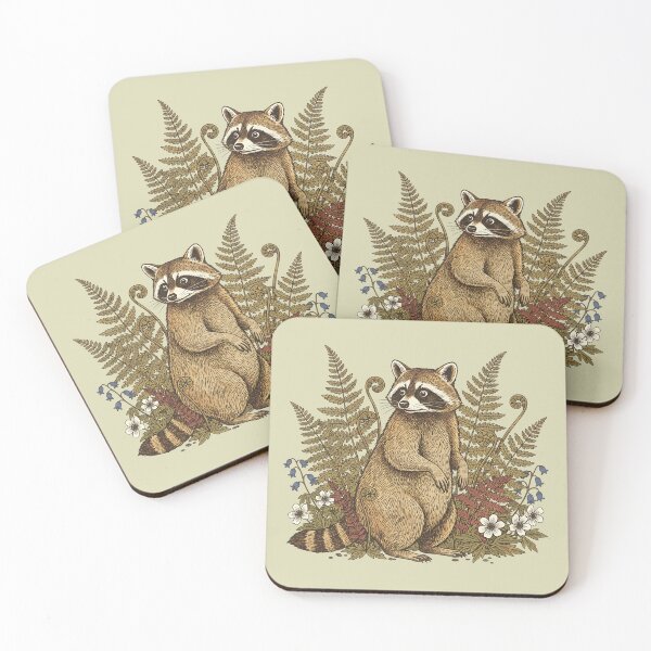 Item preview, Botanical Raccoon Forest Flora Nature Art designed and sold by BirdsnStuff.
