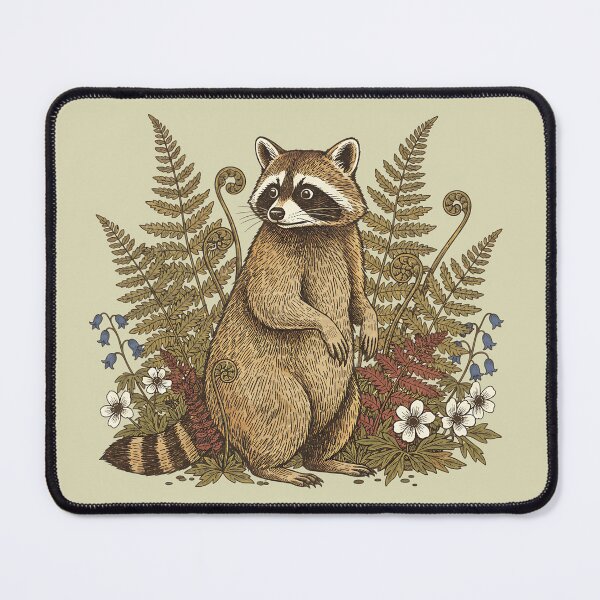 Item preview, Botanical Raccoon Forest Flora Nature Art designed and sold by BirdsnStuff.
