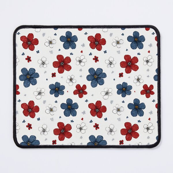 Item preview, Red and Navy Floral Pattern | Vintage Botanical Illustration Art | Classic Cottagecore Flower Design | Aesthetic Coquette Floral Print | Minimalist Red and Blue Blooms | Rustic Wildflower Botanical designed and sold by VivaFy.