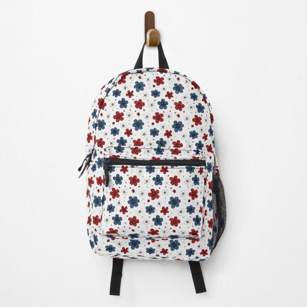 Item preview, Red and Navy Floral Pattern | Vintage Botanical Illustration Art | Classic Cottagecore Flower Design | Aesthetic Coquette Floral Print | Minimalist Red and Blue Blooms | Rustic Wildflower Botanical designed and sold by VivaFy.