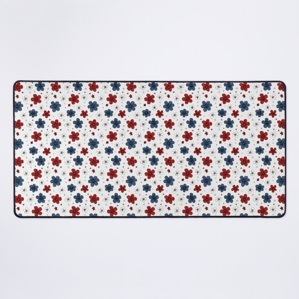 Item preview, Red and Navy Floral Pattern | Vintage Botanical Illustration Art | Classic Cottagecore Flower Design | Aesthetic Coquette Floral Print | Minimalist Red and Blue Blooms | Rustic Wildflower Botanical designed and sold by VivaFy.