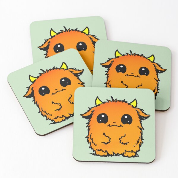 Item preview, Kawaii Orange Hairy Monster with Little Horns Pixel designed and sold by AstronautMerch.
