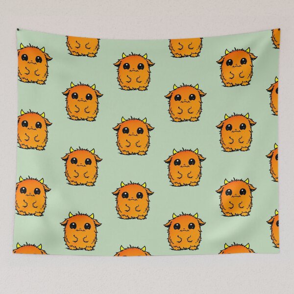 Item preview, Kawaii Orange Hairy Monster with Little Horns Pixel designed and sold by AstronautMerch.