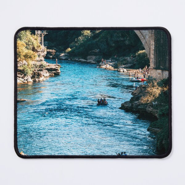 Item preview, Rafting boats on the Neretva River beneath the Old Bridge arch in Mostar, Bosnia designed and sold by AndreiWBU.
