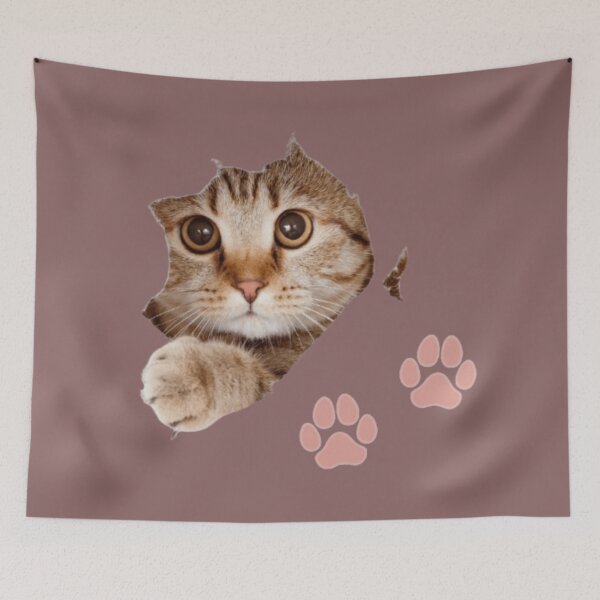 Item preview, Close Up Brown Tabby Cat Paw Print Art designed and sold by Rawafi Art Studio.