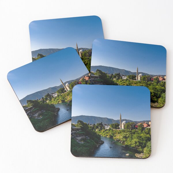 Item preview, Mostar old town skyline with mosque minaret along the Neretva River, Bosnia designed and sold by AndreiWBU.
