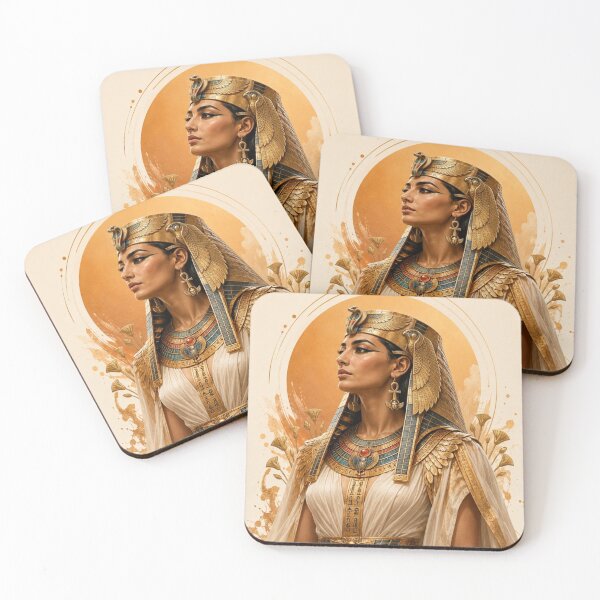 Item preview, Ancient Egyptian Queen Portrait | Golden Pharaoh Goddess Art designed and sold by Queen Cleopatra.